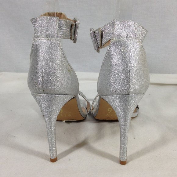 Mix No. 6 Women's Silver Glitter Ankle Strap Heels Size 8.5M - Picture 6 of 9